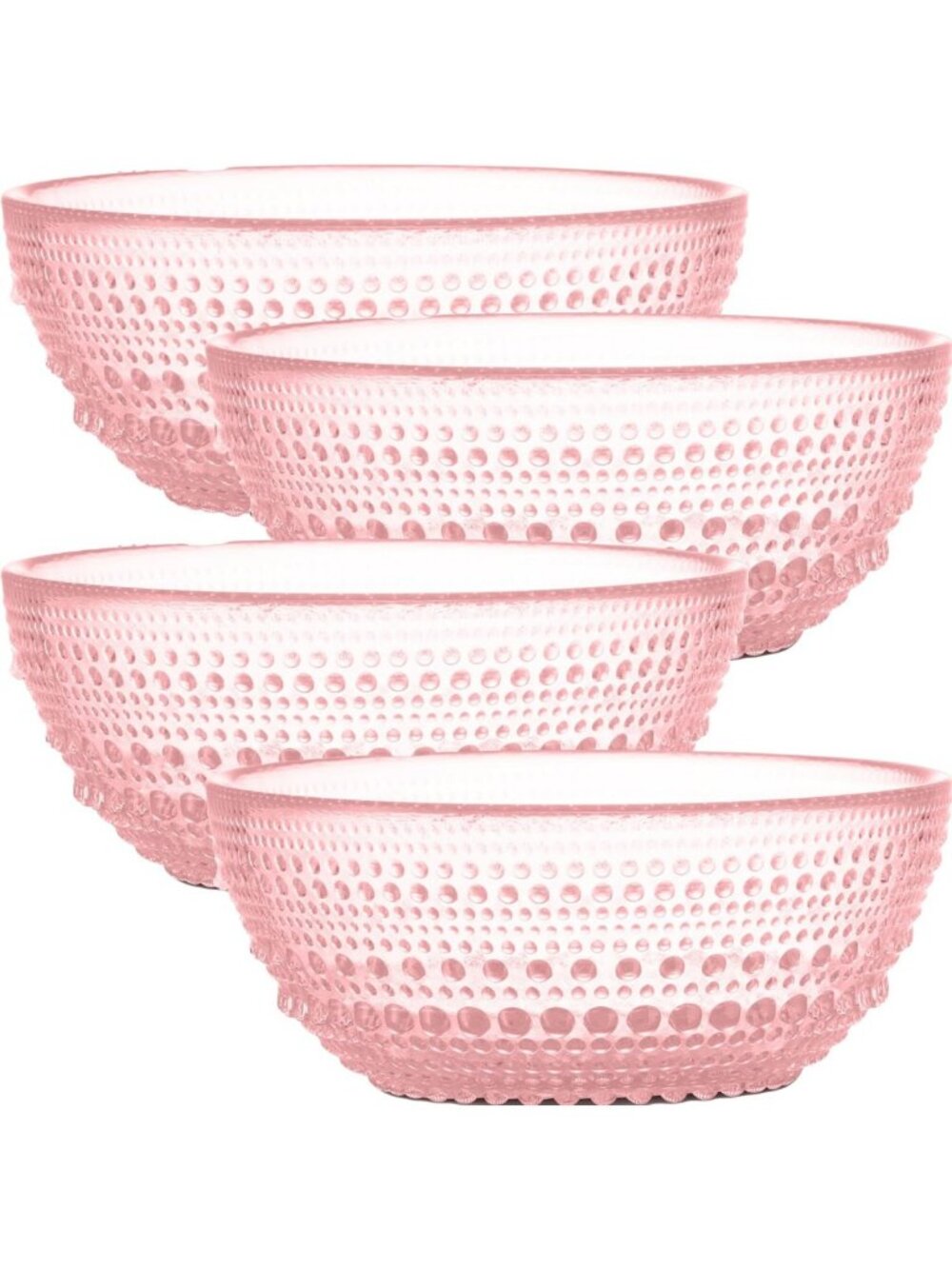 Set of 4 Pink Hobnail Pressed Glass Bowls - 20 oz Decorative Kitchenware